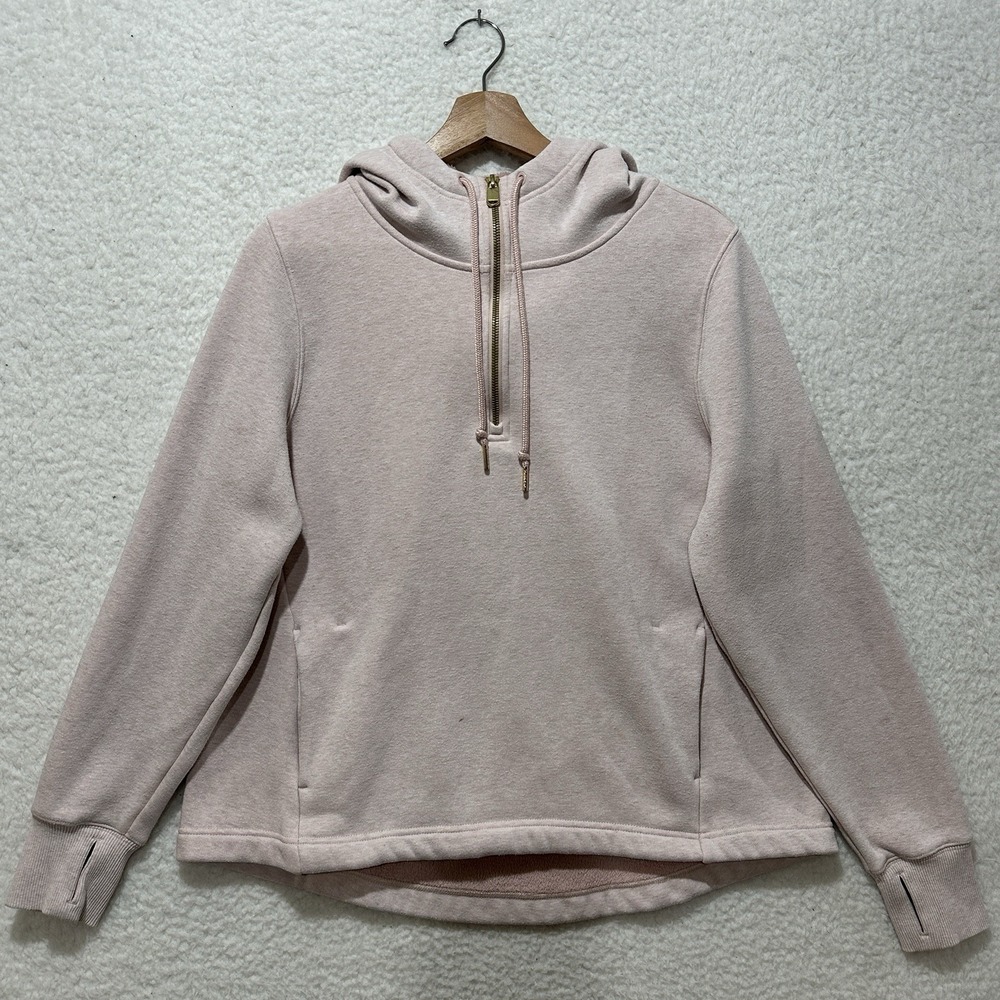 Athleta Cozy Karma 1/4 Zip Hoodie Kangaroo Pocket Fleece Pullover Sweater Size M